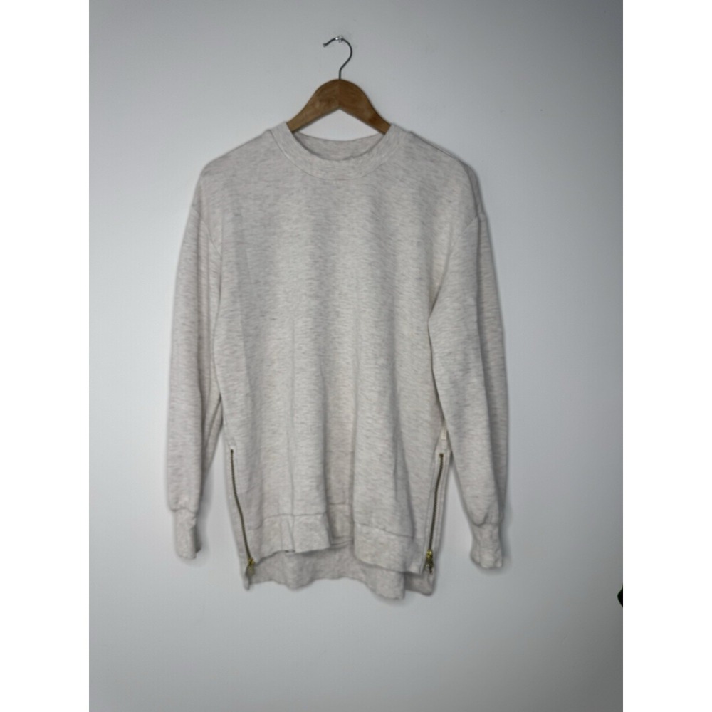 Varley Longline Sweatshirt Medium Paige Grey Side Zipper